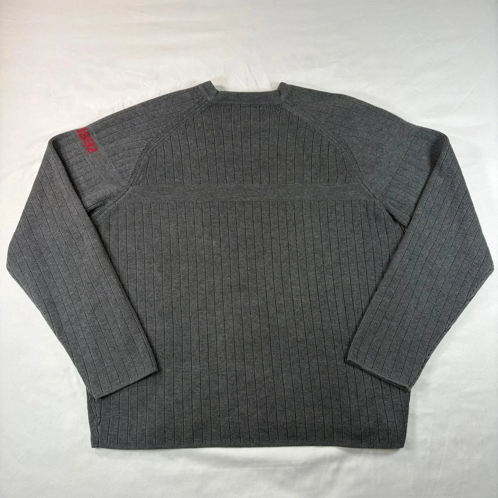 Abercrombie and Fitch Sweater‎ Mens Large Gray Cotton Blend Ribbed Crewneck